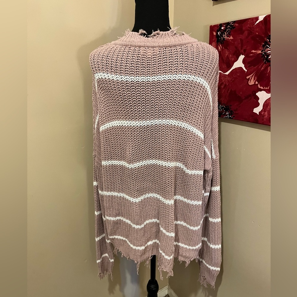 Andree by Unit distressed light mauve stripes v n… - image 4